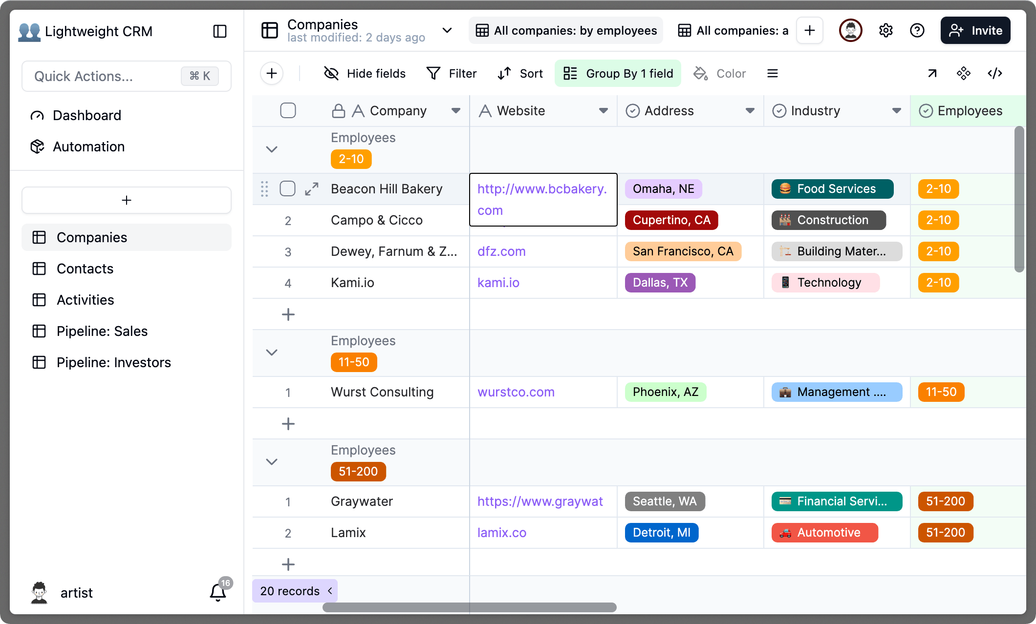 Lightweight CRM